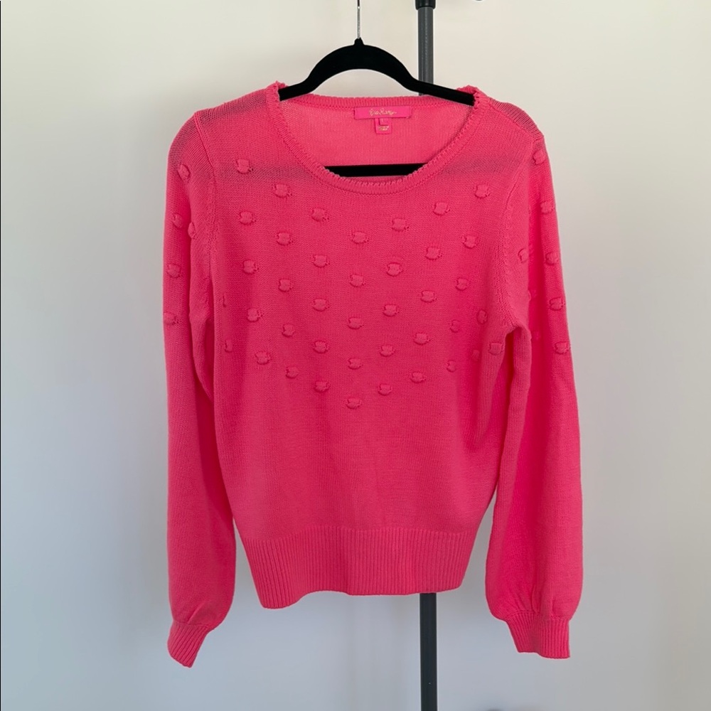 Lilly Pulitzer Pink Crew Neck Sweater with Textured Detail